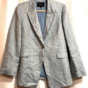 Lafayette 148 New York Linen Blazer- Blue
